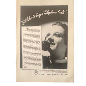 Vintage 1935 Bell Telephone Buy a Telephone Call Ad Advertisment
